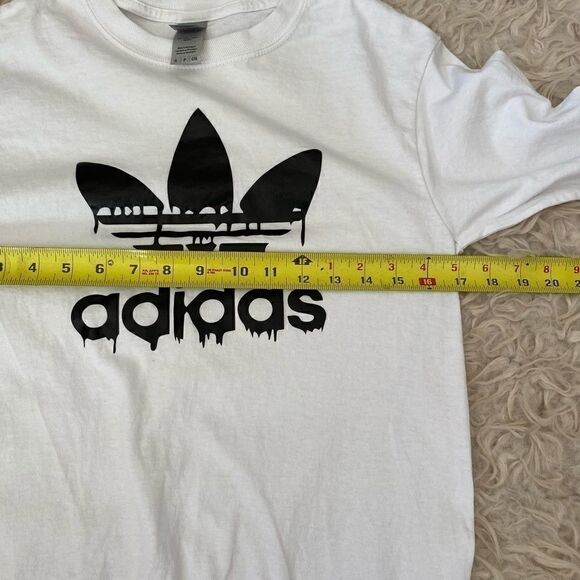 Melting Adida logo long sleeve crewneck adult unisex T-shirt streetwear top SM - Picture 7 of 7